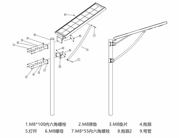 草莓视频色板照明一体化太阳能路灯安装示意图