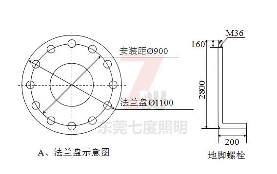 30米污版草莓视频基础地脚螺栓及定位调节板示意图